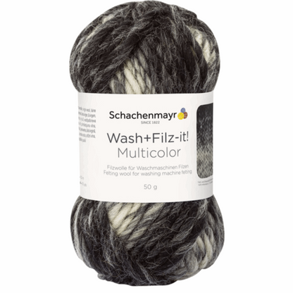 Schachenmayr Wash+Filz-It! Color 50g, 90943, color black-grey 209
