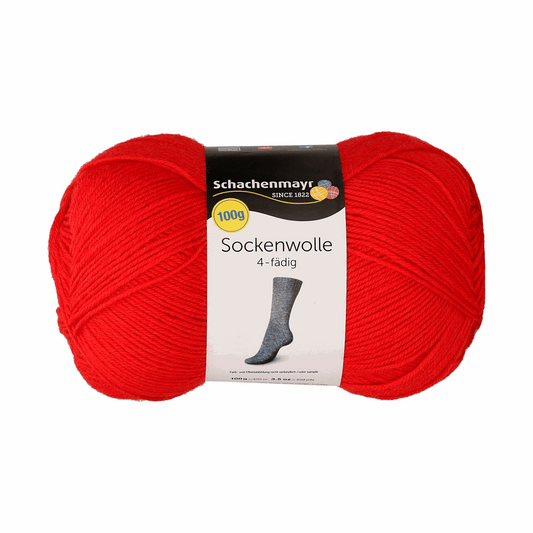 Schachenmayr sock yarn plain 100g, 97127, color red 30
