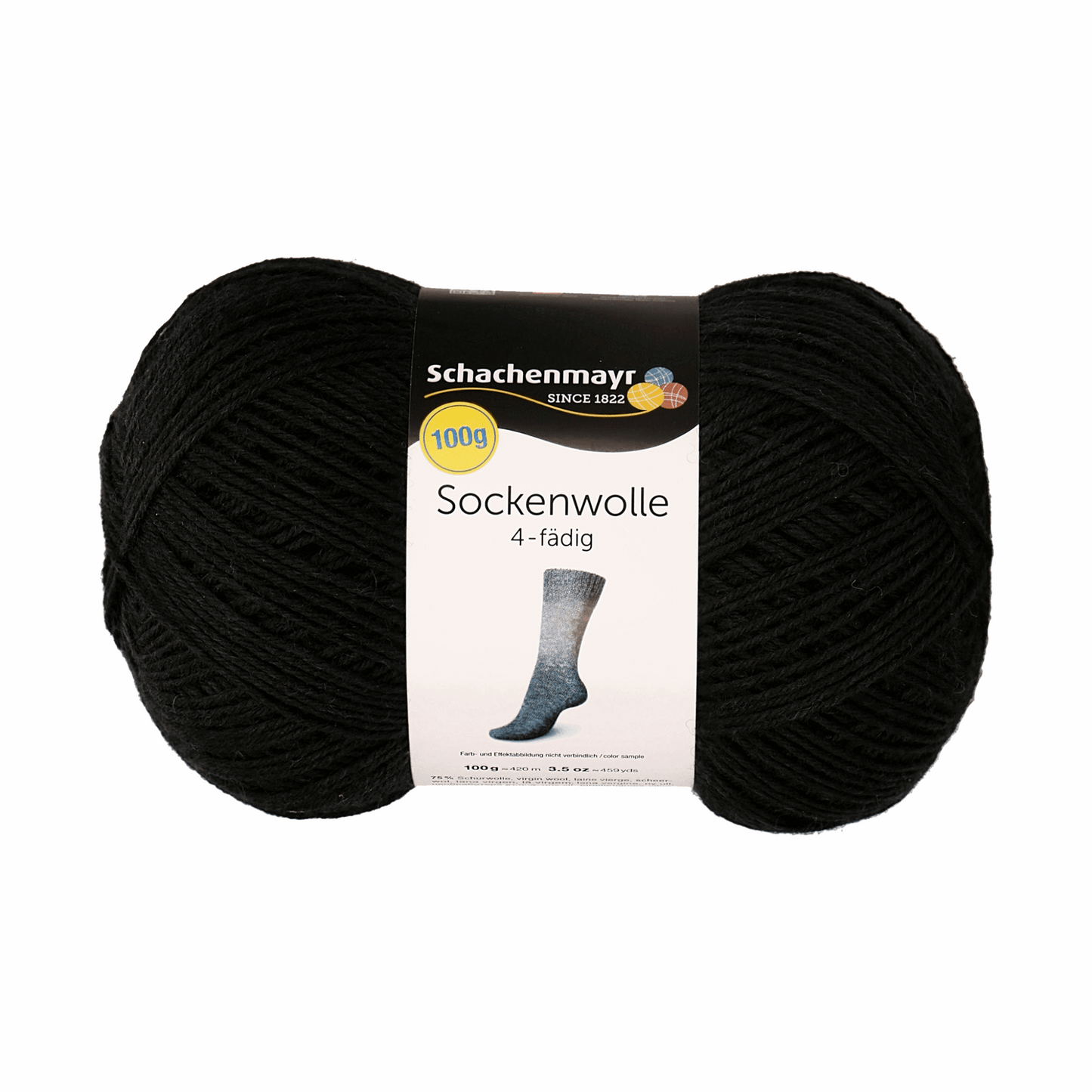 Schachenmayr Sockenwolle Uni 100g, 97127, Farbe schwarz 99