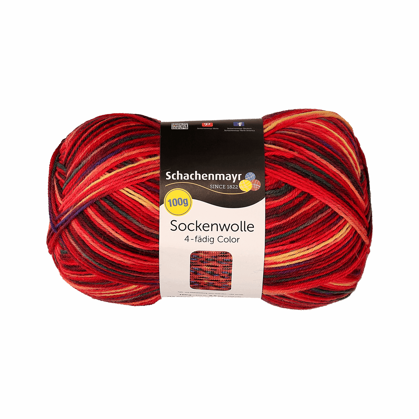 Schachenmayr Sockenwolle Color 100g, 97132, Farbe rot185