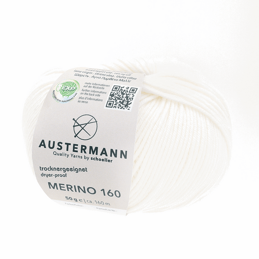 Austermann Merino 160 EXP 50g, 97610, Farbe weiß 201