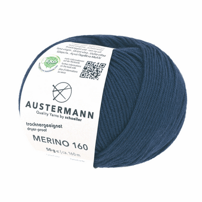 Austermann Merino 160 EXP 50g, 97610, color blue 204