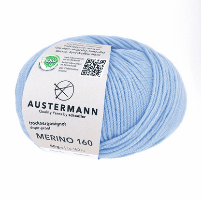 Austermann Merino 160 EXP 50g, 97610, color azure 222