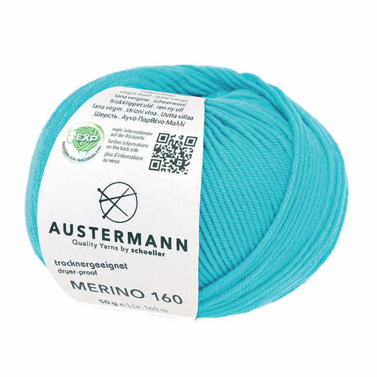 Austermann Merino 160 EXP 50g, 97610, color turquoise 235