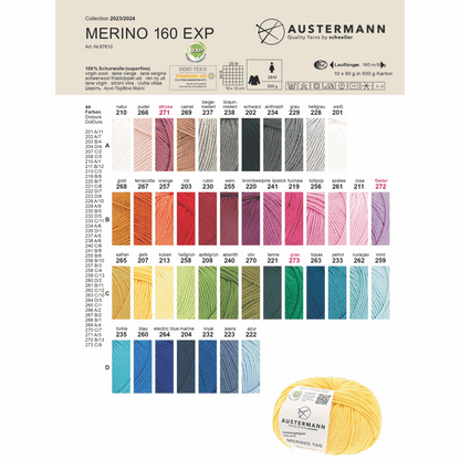 Austermann Merino 160 EXP 50g, 97610, color blue 260