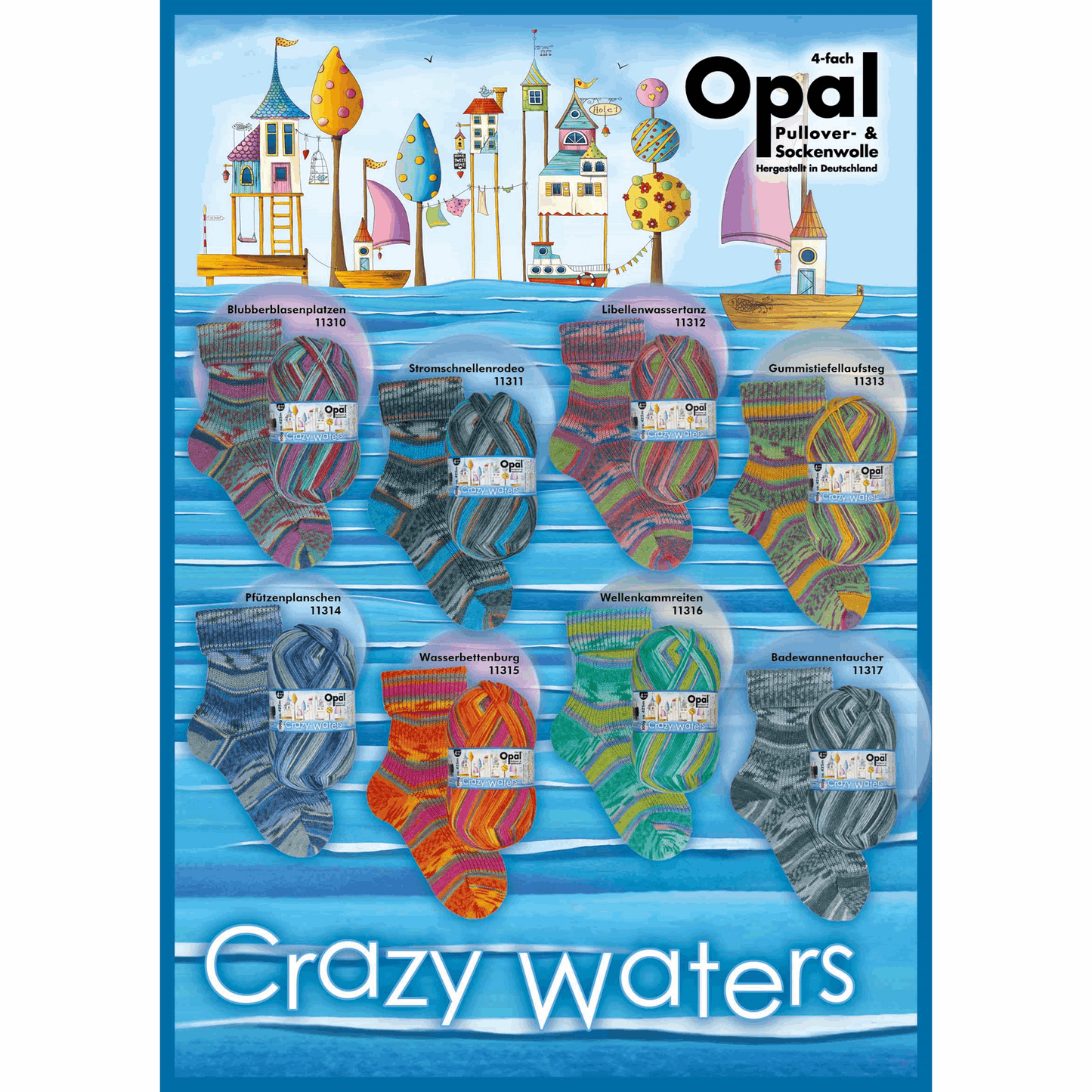 Opal Grazy Waters 4-ply 100g, 97755, color puddle splashing 1314