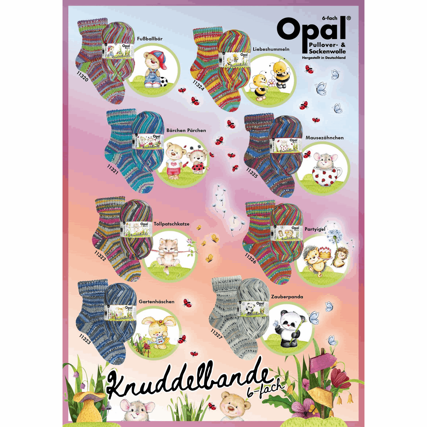 Opal cuddly ties 6-fold 150g, color party hedgehog 11326