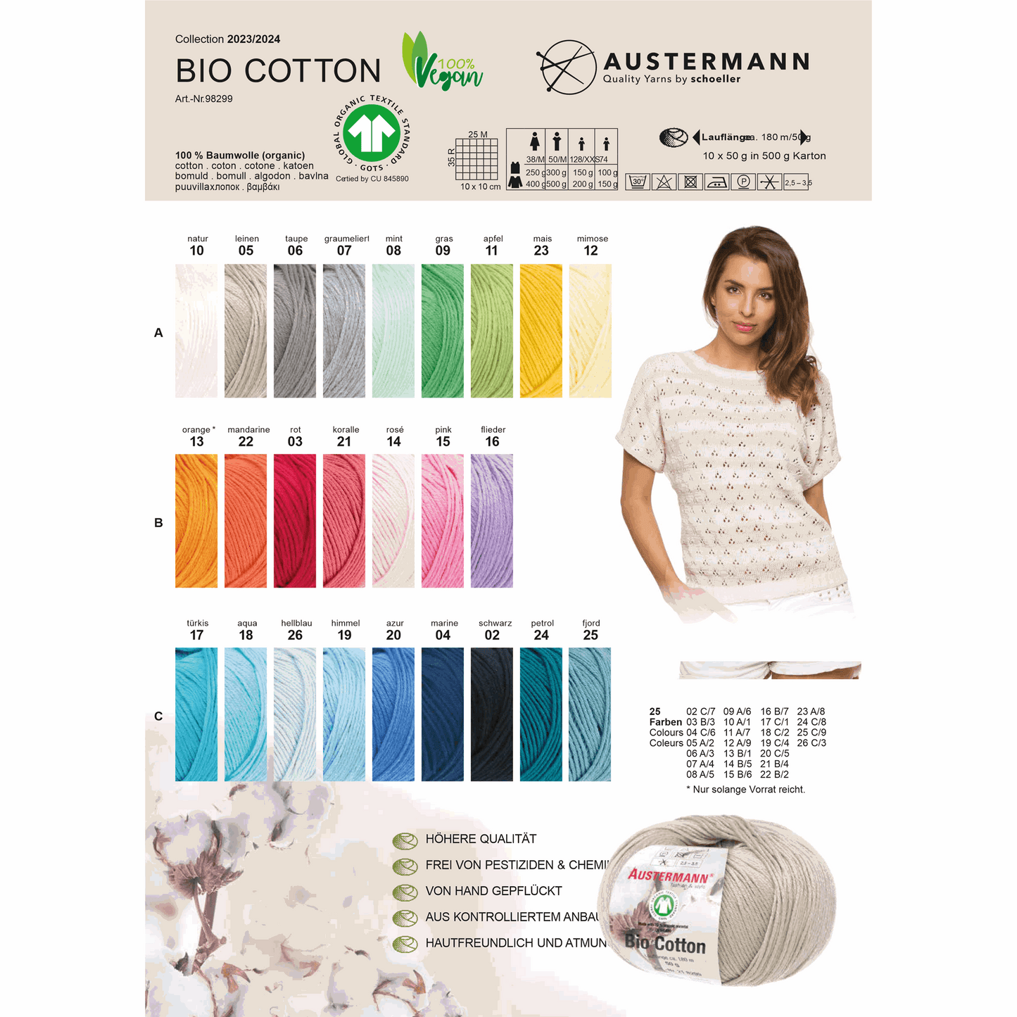 Schoeller-Austermann Gots Bio Cotton, 50g, 98299, Farbe  5