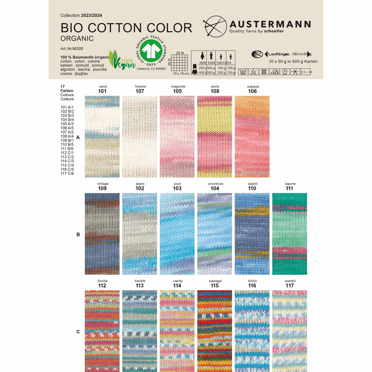 Schoeller-Austermann Gots Bio Cotton color, 50g, 98300, Farbe  102
