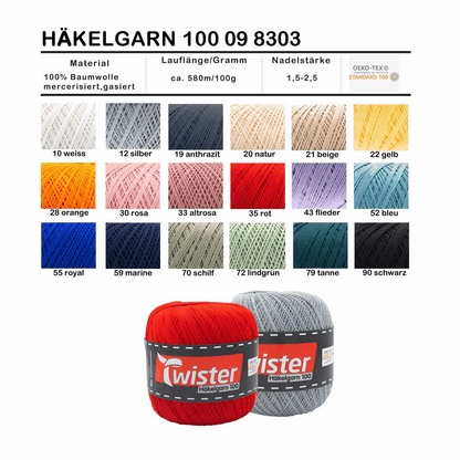 Twister Häkelgarn, 100g, 98303, Farbe silber 12