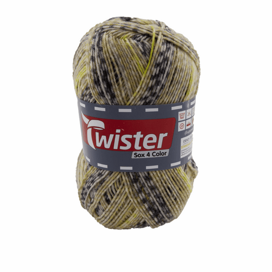 Twister Sox4 Color superwash, gelb schwarz grau, 98306, Farbe 827