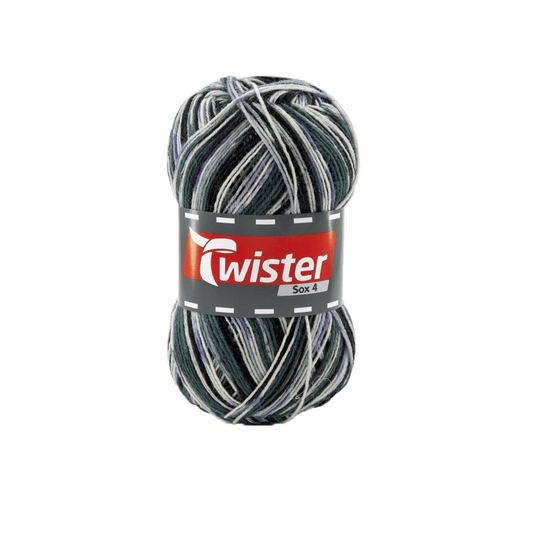 Twister Sox4 Color superwash, schwarz weiß grau, 98306, Farbe 830