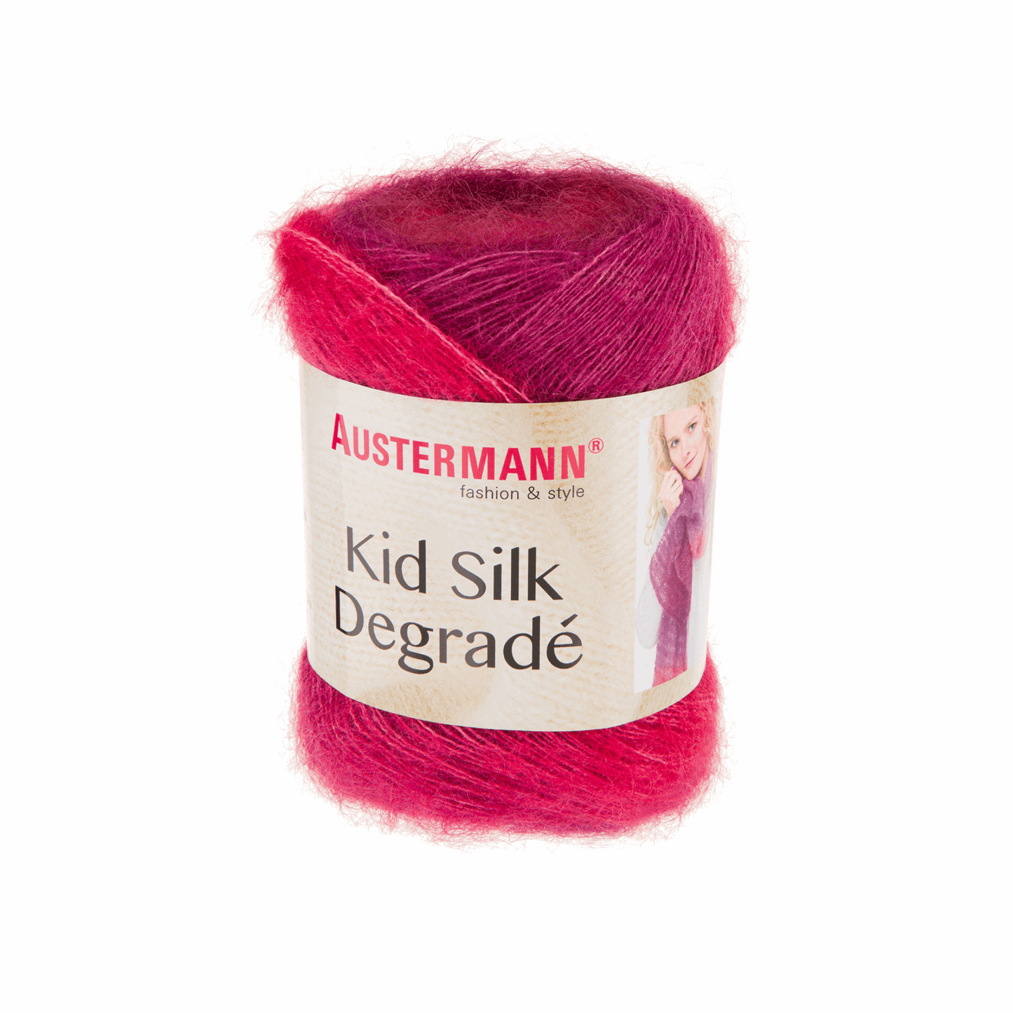 Schoeller-Austermann Kid Silk, Degradee, 50g, 98309, color raspberry 107