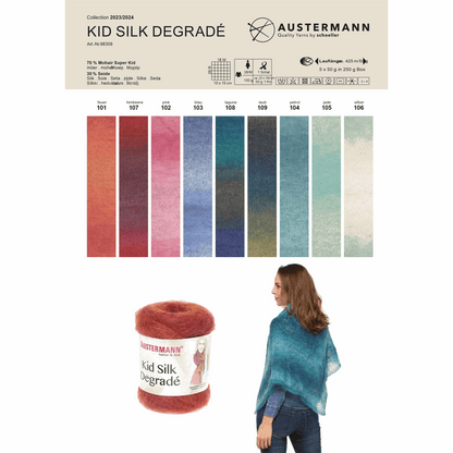 Schoeller-Austermann Kid Silk, Degradee, 50g, 98309, color lagoon 108