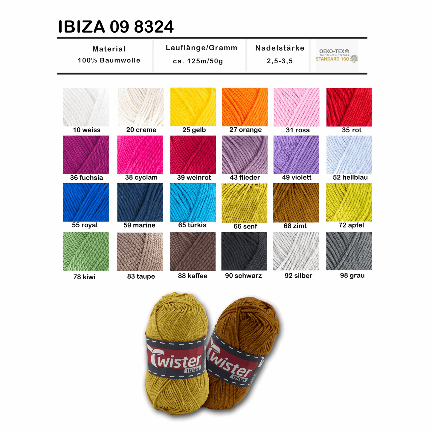 Twister Ibiza, 50g, 98324, Farbe gelb 25