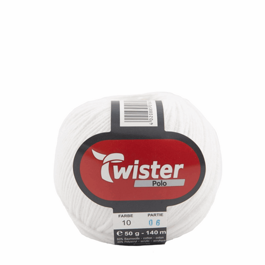 Twister Polo uni, 50g, 98326, Farbe weiß 10