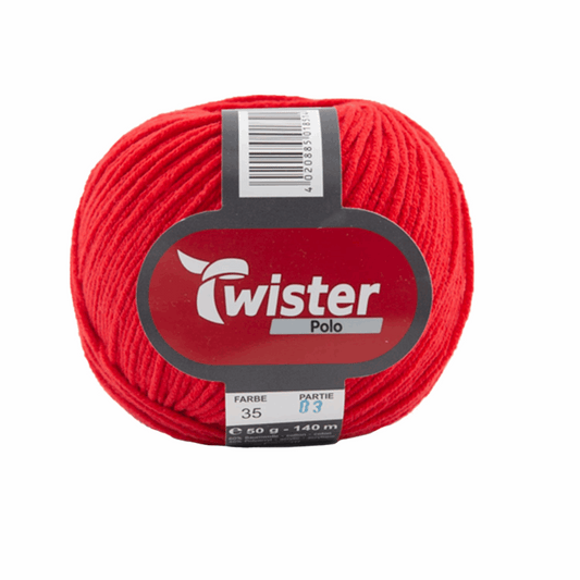 Twister Polo uni, 50g, 98326, Farbe rot 35