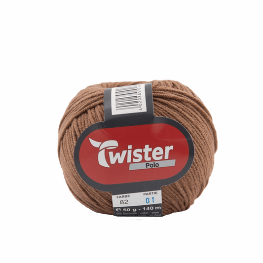 Twister Polo uni, 50g, 98326, color brown 82