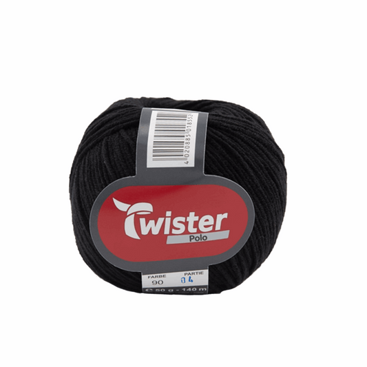 Twister Polo uni, 50g, 98326, Farbe schwarz 90