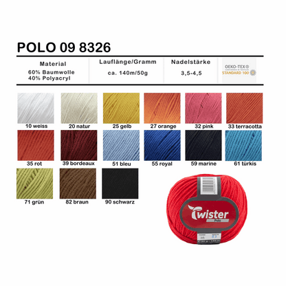 Twister Polo uni, 50g, 98326, Farbe gelb 25