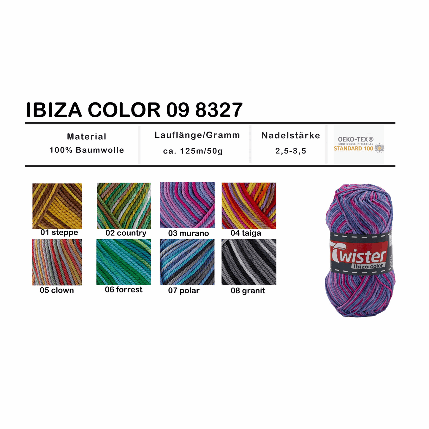 Twister Ibiza, color, 50g, 98327, Farbe steppe 1