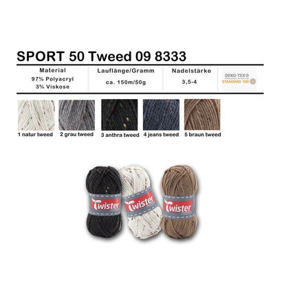 Twister Sport 50g Tweed, Farbe jeans tweed 4, 98333