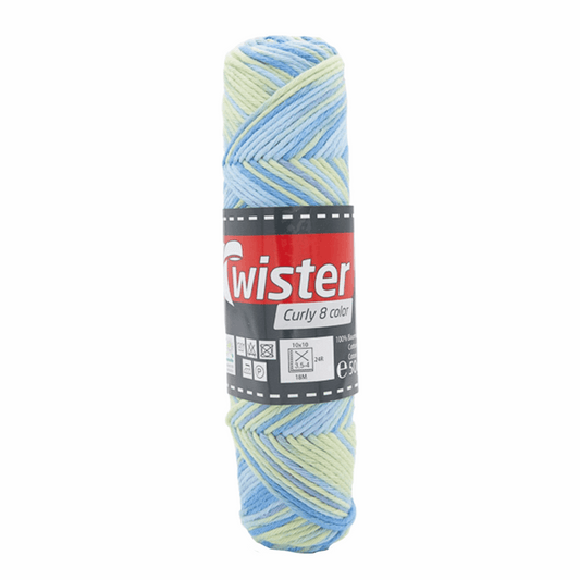 Twister Curly 8fädig, 50g, 98355, Farbe grün türkis hellblau 112