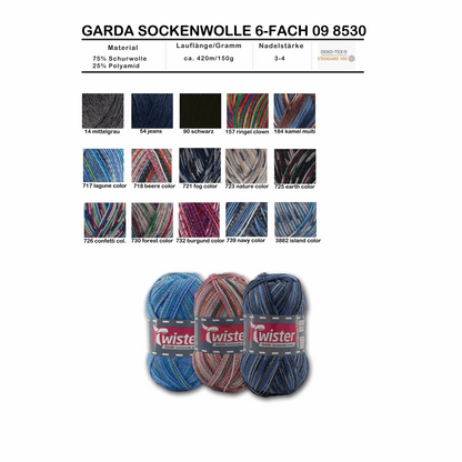 Twister Grada 6fädig 150G, 98530, Farbe confetti color 726