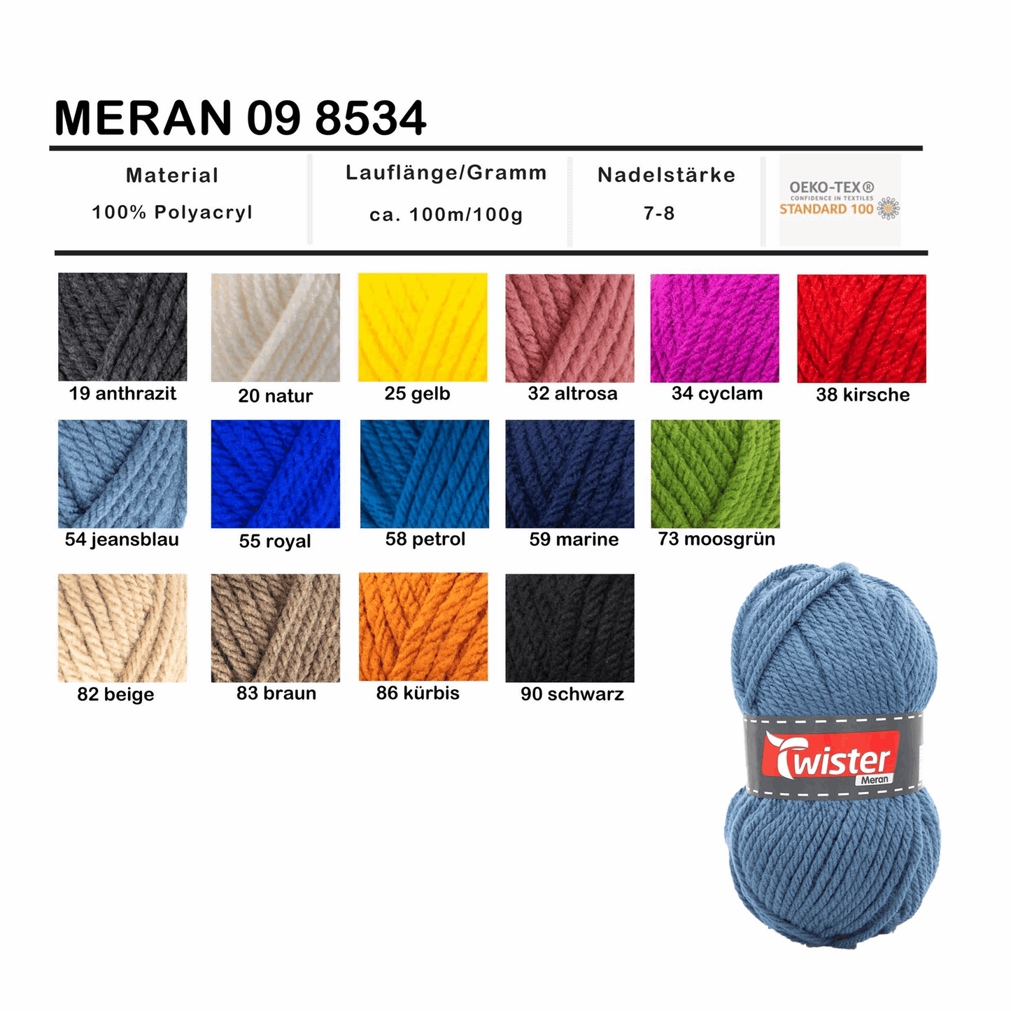 Twister Meran 100g, 98534, color jeans-blue 54