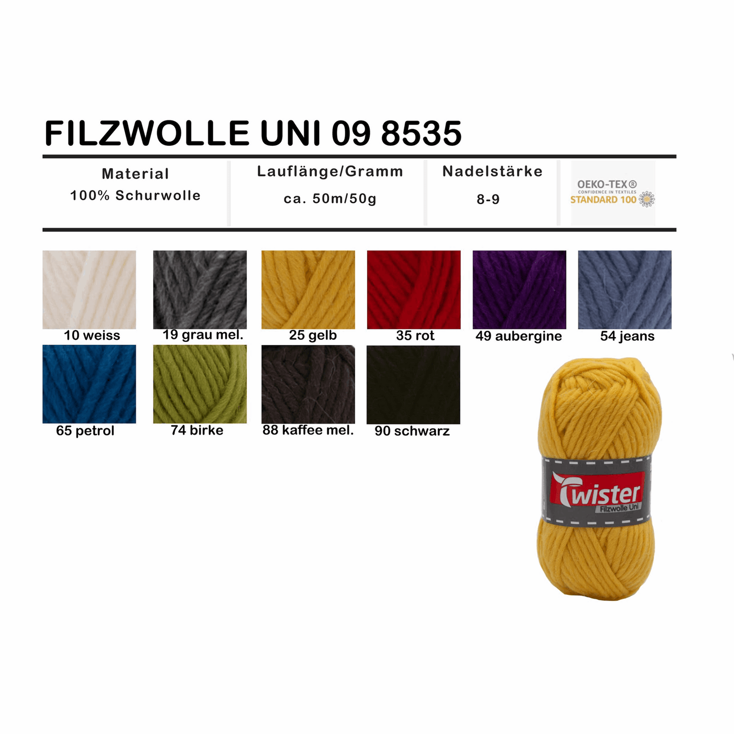 Twister felting wool 50G, 98535, color petrol 65