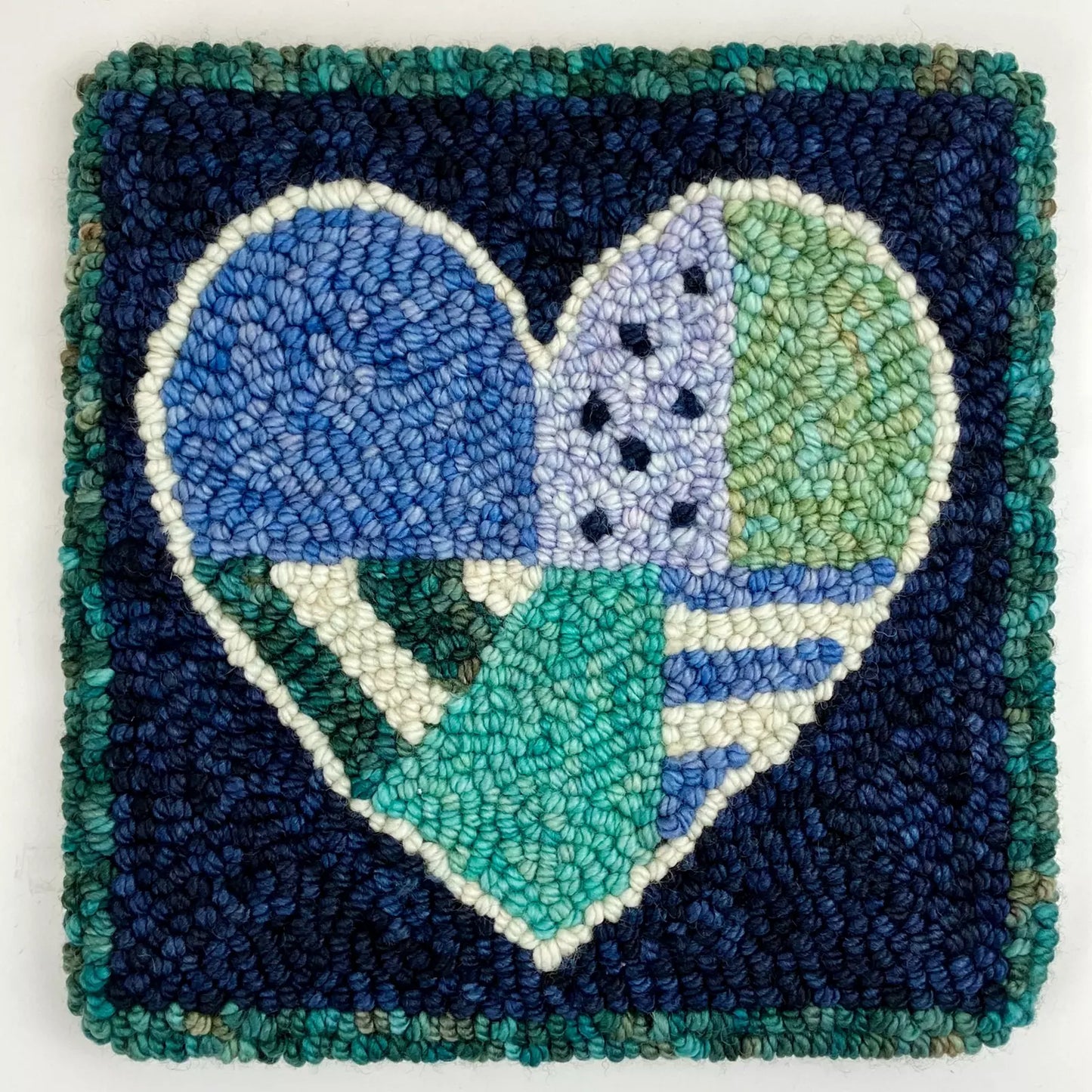 Punch Needle Basic Set Patchwork Heart blau - Unterlage, Garn und Zubehör