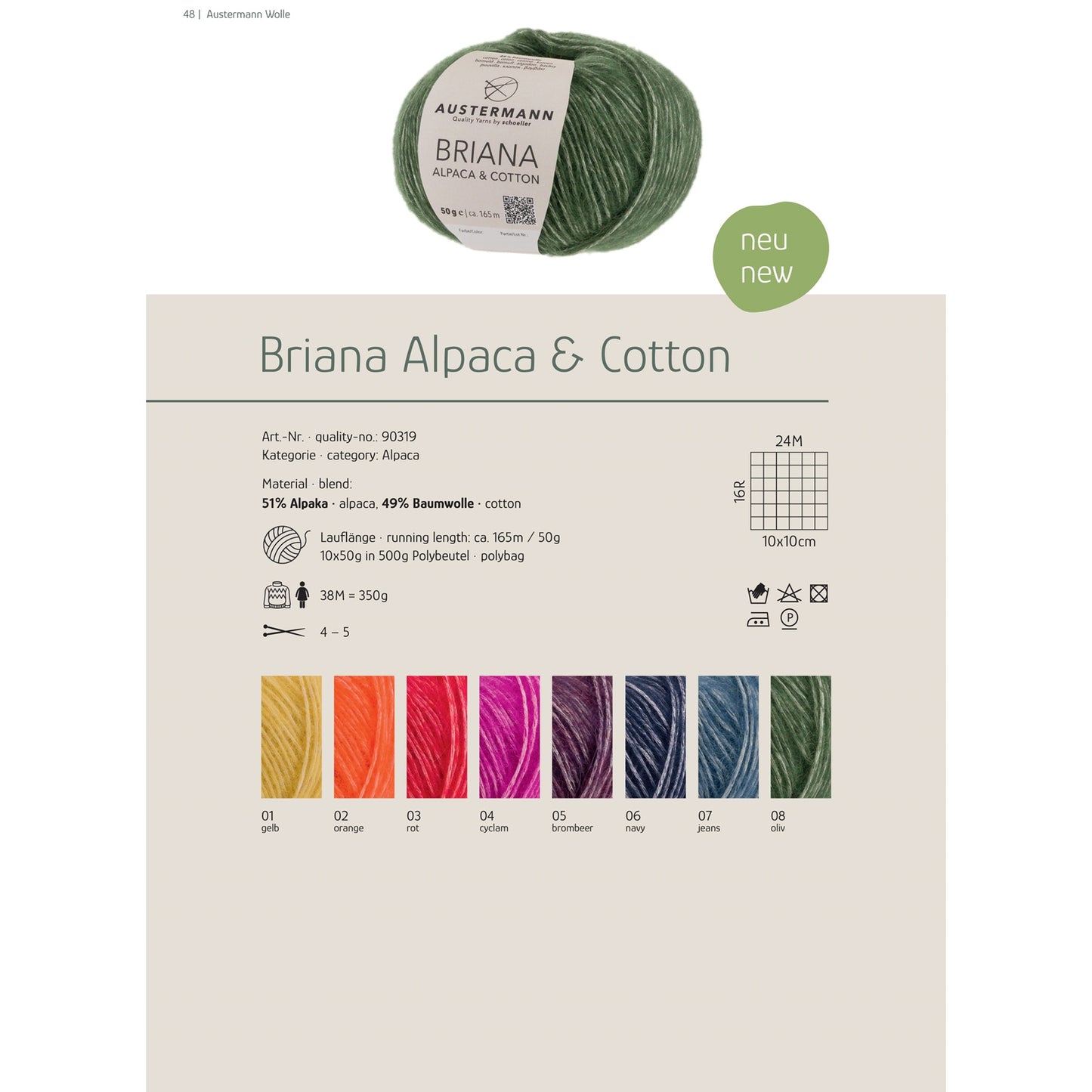Briana Alpaca &amp; Cotton 50g, 90319, color orange 2
