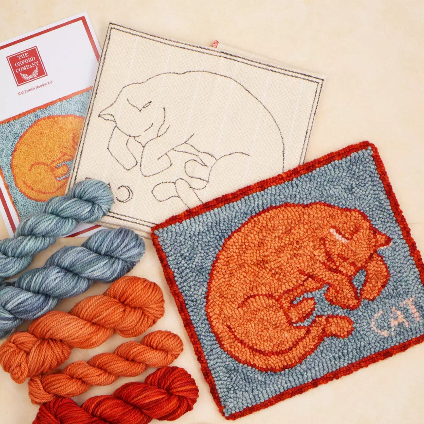 Punch Needle Basic Set Cat - Unterlage, Garn und Zubehör
