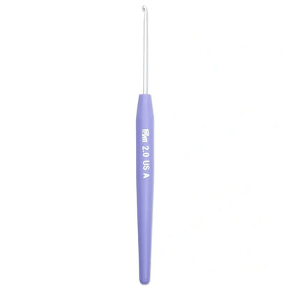 Wool crochet hooks soft grip, 15 cm, 2 mm, purple-silver, 111951