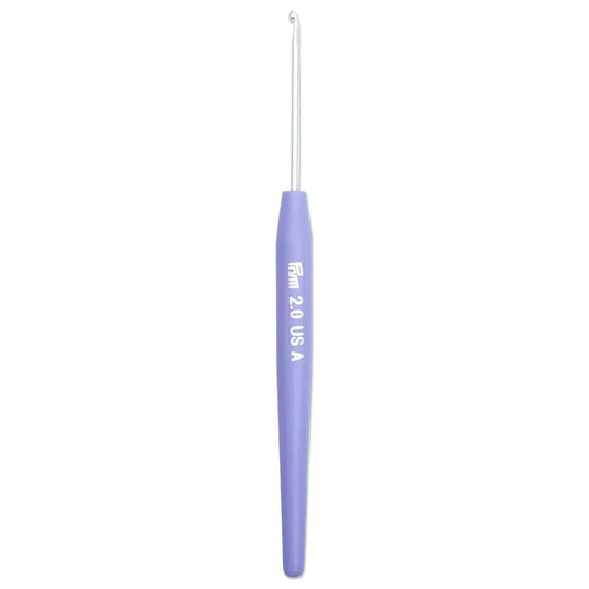 Wool crochet hooks soft grip, 15 cm, 2 mm, purple-silver, 111951