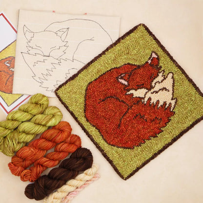 Punch Needle Basic Set Fox - Unterlage, Garn und Zubehör