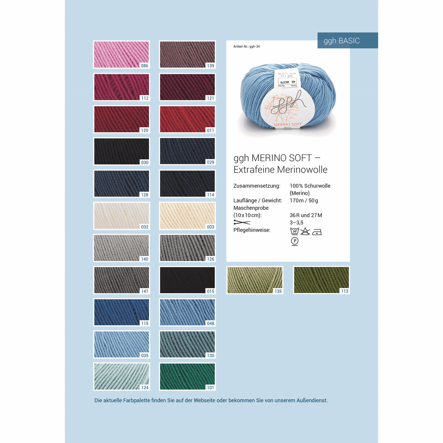 ggh Merino Soft, 50g, 96035, Farbe arktikblau 130