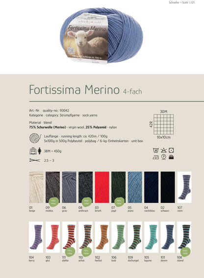 Schoeller + Stahl Fortissima 4fädig, 100g Merino, 93042, Farbe stein 107