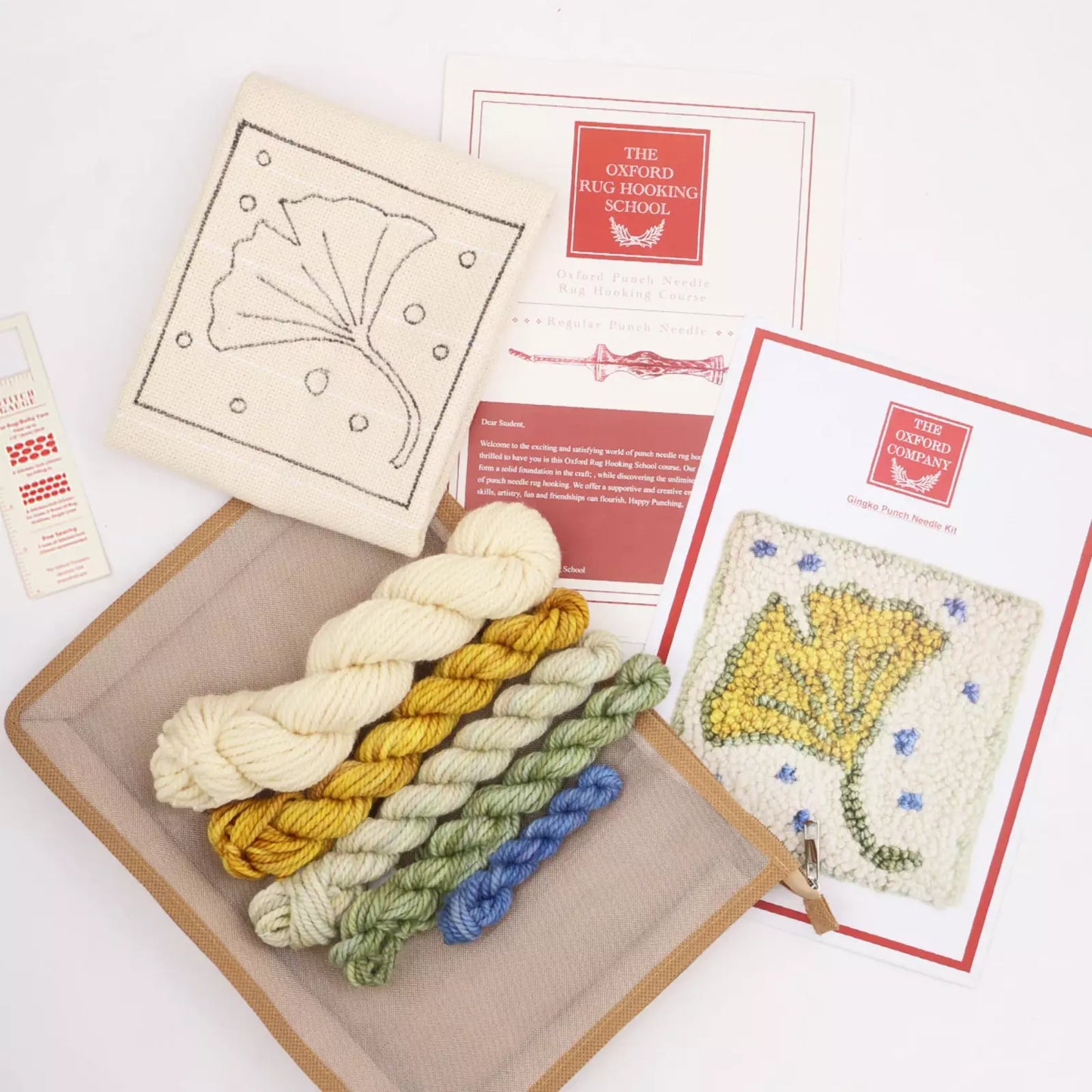 Punch Needle Basic Set Gingko - Unterlage, Garn und Zubehör