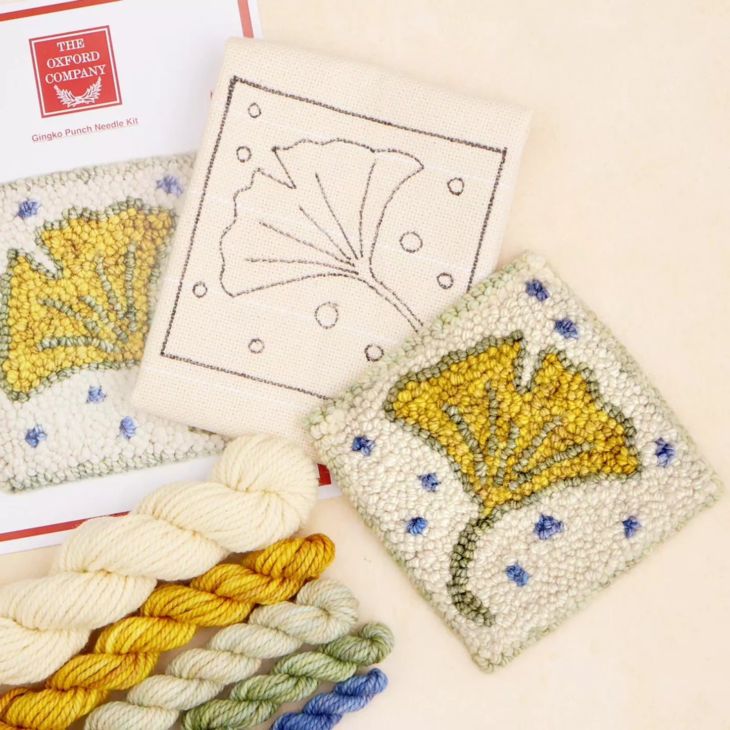 Punch Needle Basic Set Gingko - Unterlage, Garn und Zubehör