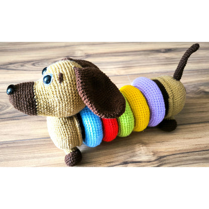 Crochet pattern for dachshund "Erwin" with colorful rings