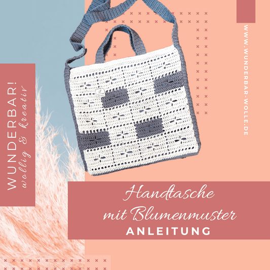 Instructions handbag with handles and flower hole pattern