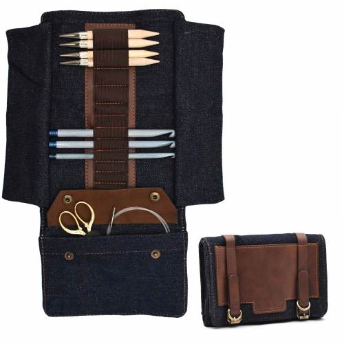 Lykke Taylor Gürtelverschluss-Etui, Denim und veganes Leder, ca. 13 cm