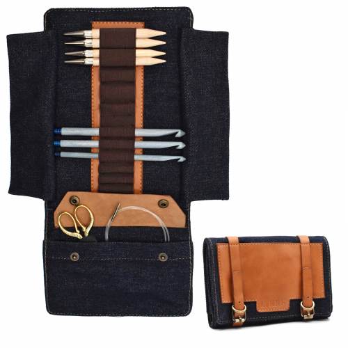 Lykke Taylor Gürtelverschluss-Etui, Denim und veganes Leder, ca. 13 cm