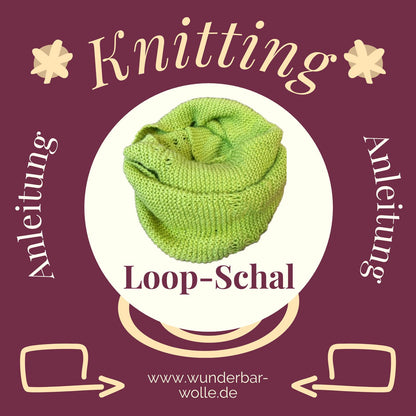 Instructions for a knitted loop scarf with a lace pattern