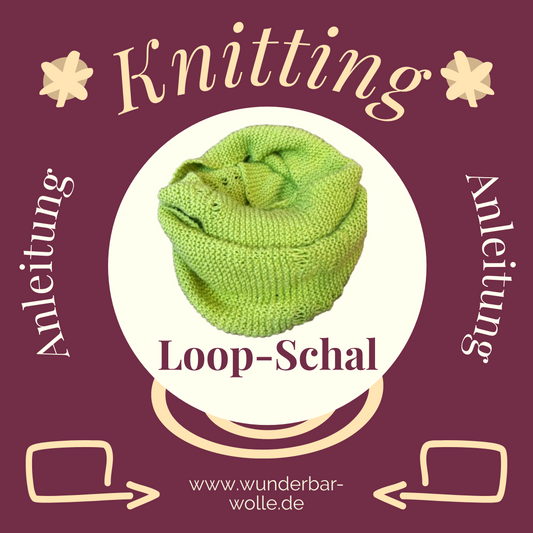 Instructions for a knitted loop scarf with a lace pattern