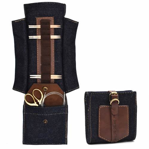 Lykke Taylor Gürtelverschluss-Etui, Denim und veganes Leder, ca. 9 cm