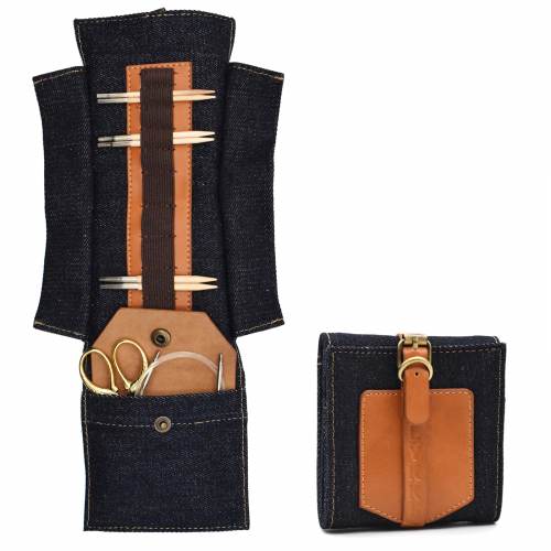 Lykke Taylor Gürtelverschluss-Etui, Denim und veganes Leder, ca. 9 cm