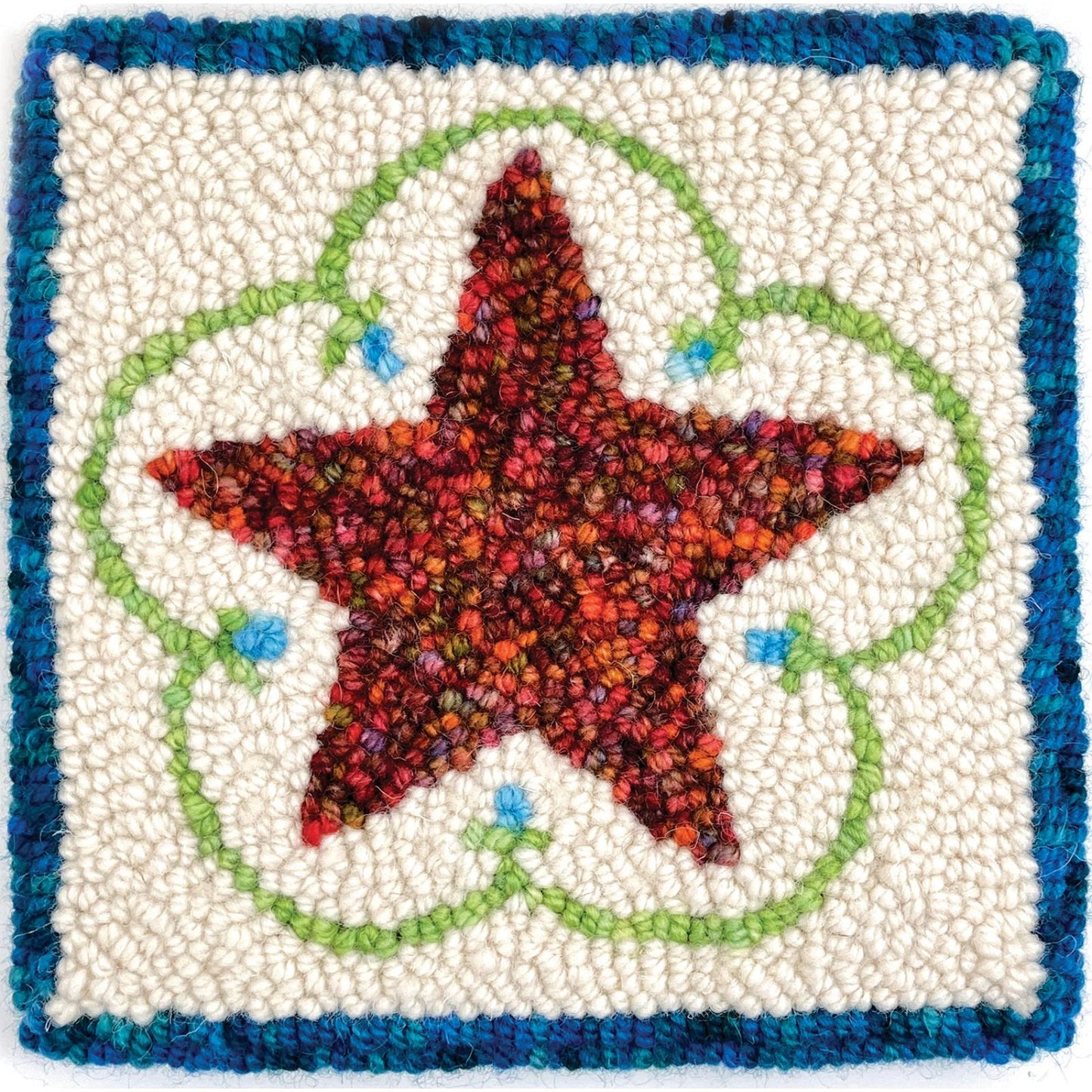 Punch Needle Basic Set Star rot - Unterlage, Garn und Zubehör