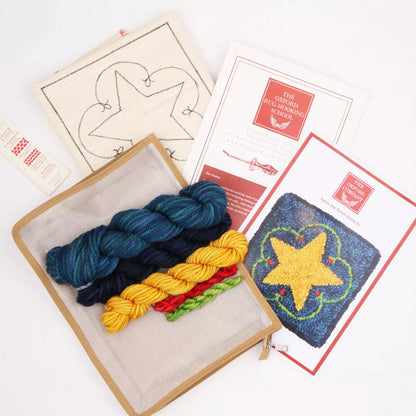 Punch Needle Basic Set Star gelb - Unterlage, Garn und Zubehör